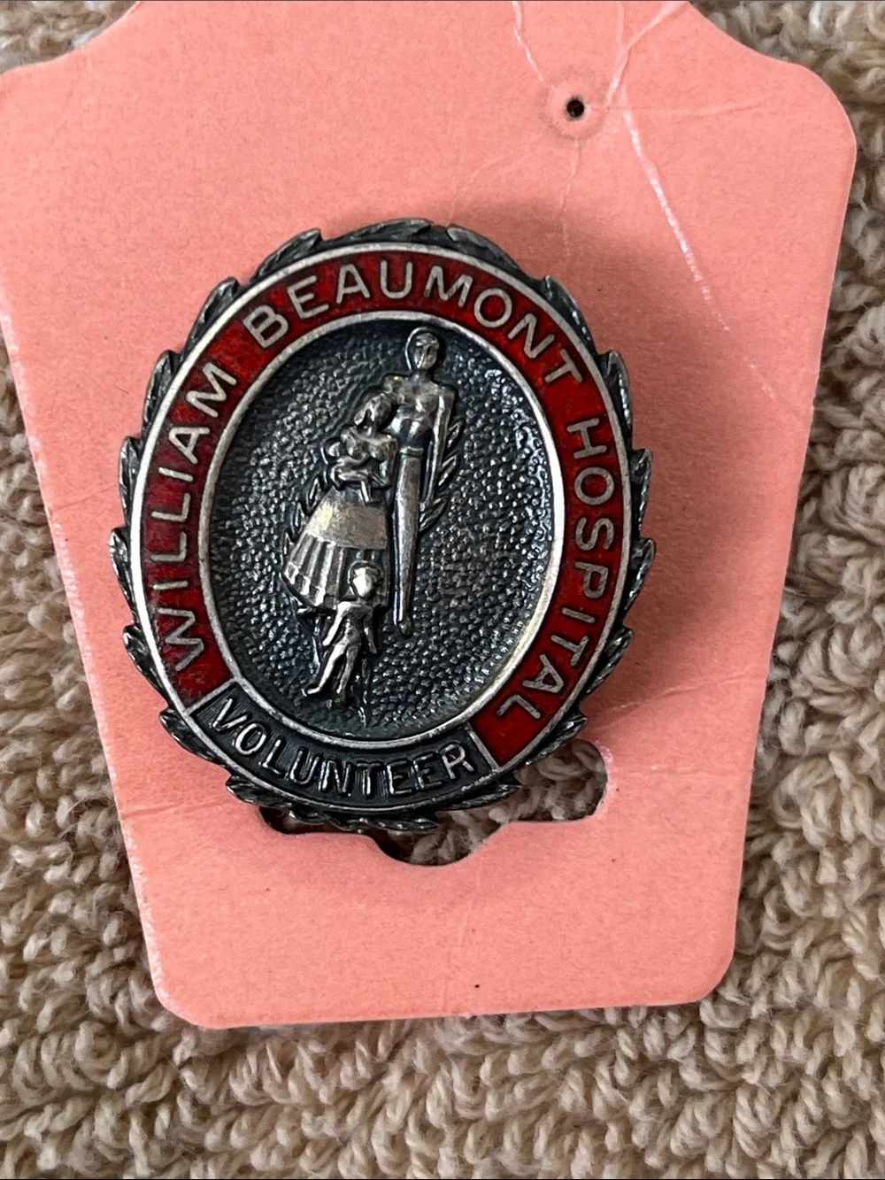 Volunteer Red Enamel Silver-Tone Lapel Pin